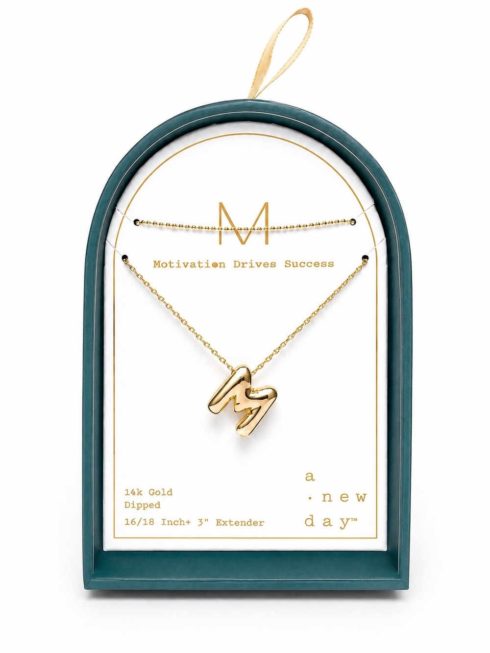a new day Gold 'M' Initial Pendant Necklace - 14k Gold Dipped